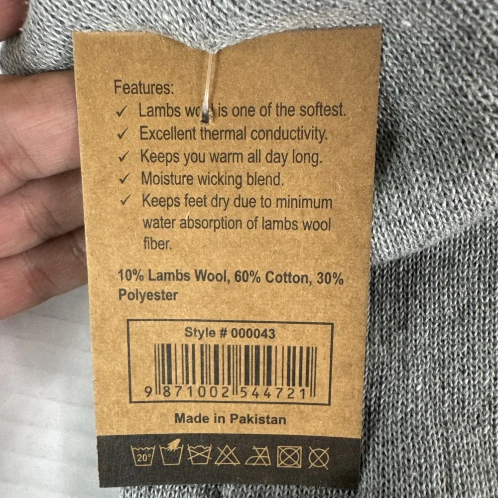 Lamb's Wool Blend Socks NEW Men's US 10-13 Lot of 2 Gray Orange Calf Length 1393